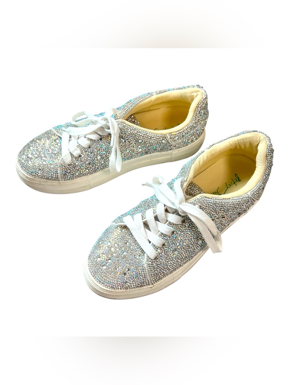 Betsey Johnson Sidny Rhinestone Crystal Embellished Platform Sneakers size 6.5